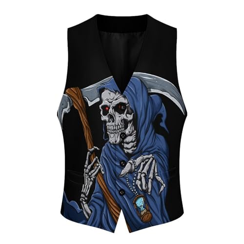 Reaper Grim with Hourglass Men's Suit Vest Slim Fit V-Ncek Waistcoat Business Casual Vest4