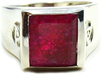 55Carat Genuine Indian Ruby Mens Ring Bold 925 Sterling Silver July Birthstone Sizes 4,5,6,7,8,9,10,11,12
