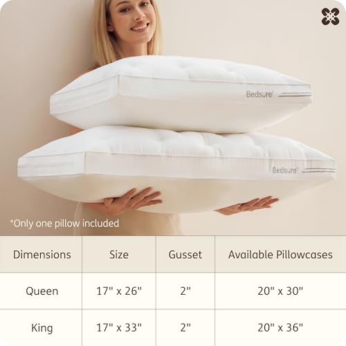 Bedsure Adjustable Pillow Queen Size for Back Stomach Side Sleepers, CertiPUR-US Memory Foam & Down Alternative Dual-Fill,100% Cotton Cover, PureWoven 3/5.5/7 Inches Custom Height, 26"x17",1 Pack by Bedsure - Image 8