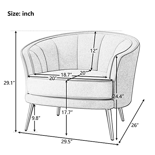 Lumisol Blue Accent Chair, Velvet Barrel Chair For Living Room Upholstered Vanity Chair Comfy Curved Chair For Bedroom (Blue Barrel) #TOP1