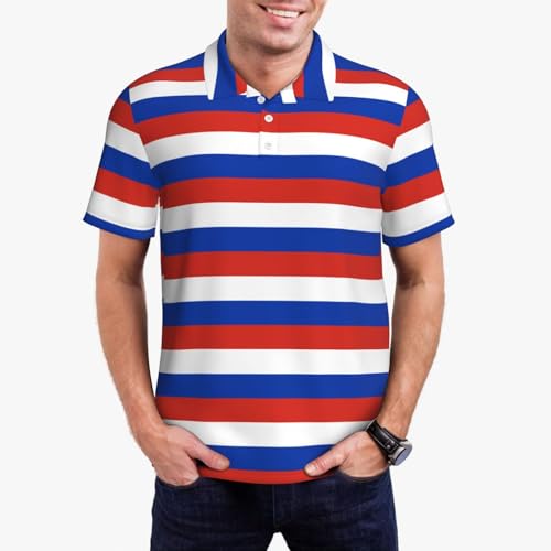 Russian Flag Men's Polo Shirts with Full Print - Soft Fabric, Classic Fit for Casual Wear Breathable4
