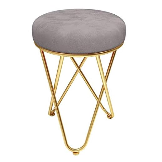 ONDIAN Taburete Silla de Tocador de Piernas Metálicas, Taburete de Maquillaje de Almohadilla Pequeña para Baño, Mesa de Tocador para Dormitorio, Taburete Circular/Argento