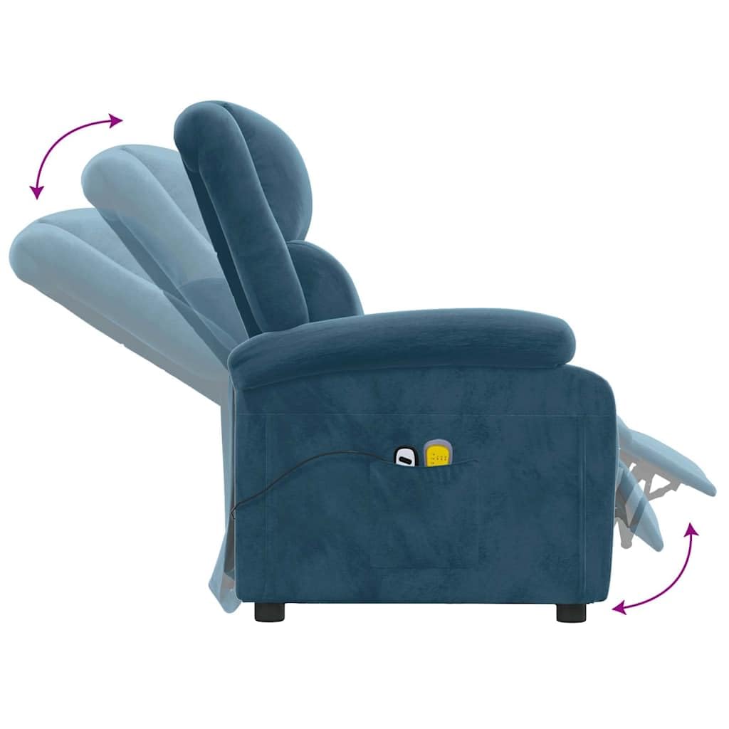 Generico Poltrona Massaggiante Elettrica Blu in Velluto,3098414
