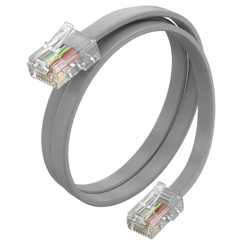RJ12 Cable 1M Telephone Line Cord with 6P6C Connector Landline Phone Wire for Both in-Wall and Out-Wall Using (1m)