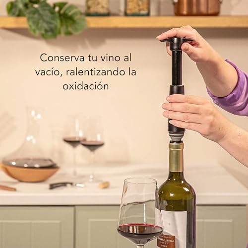 Bomba de vacío para vino Vacu Vin reutilizable con dos tapones herméticos 5