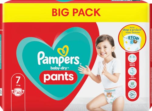 Pampers Baby-Dry taille 7 lot de 40 couches absorbantes bébé plus de 17 kg