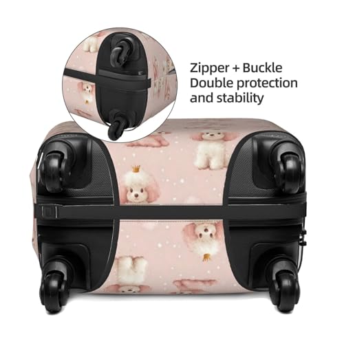 Luggage Cover - Puppy Crown Pink White Print Travel Suitcase Covers For Luggage, High Elasticity Suit Case Cover Protector Fits 18-32 Inch3