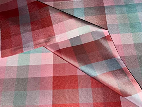Taffetas de pure soie bleu poudré et rose, tissu haute couture de 137 cm