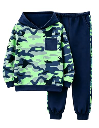 Image of Boys Clothes Fall Winter Outfits Camouflage Long Sleeve Hoodie and Pants 2PC Kids Clothes Boys for 5-14 Years