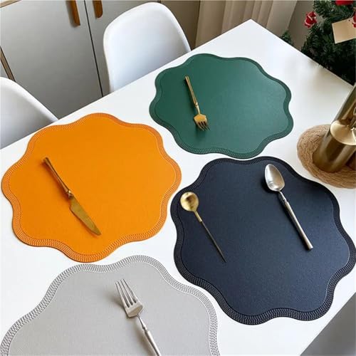 Set de table isolant thermique en similicuir chic rouge