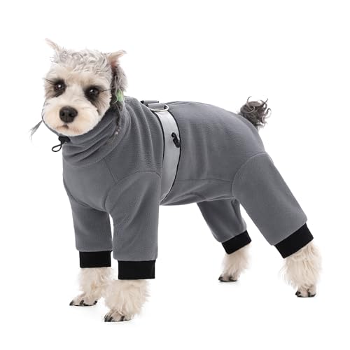 BT Bear Warme Mäntel für kleine Hunde, verstellbarer Fleece-Overall mit D-Ring, Wintermantel für kleine Hunde, Hellgrau, Größe S