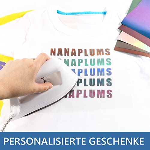 NANAPLUMS Chamäleon Plotterfolie Textil - Heat Transfer Vinyl PU Transferfolie Plotter Flexfolie für Textilien, zum Aufbügeln für DIY T-Shirt, Stoffe (Chamäleon E4)