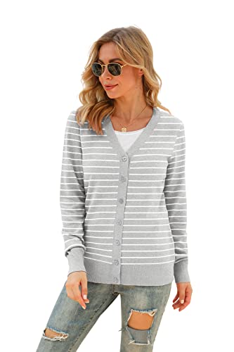 Image of VIISHOW Women Long Sleeve Button Down V Neck Lightweight Basic Knit Sweater Cardigan