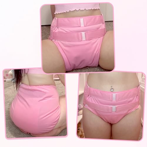 Image of Littleforbig Soft Underwear Comfortable Washable Adjustable Reusable Waterproof Hook-and-Loop Adult Training Pants Pink M