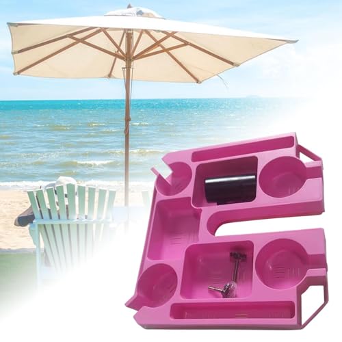 Plateau de plage rose robuste et porte-parasol extérieur durable