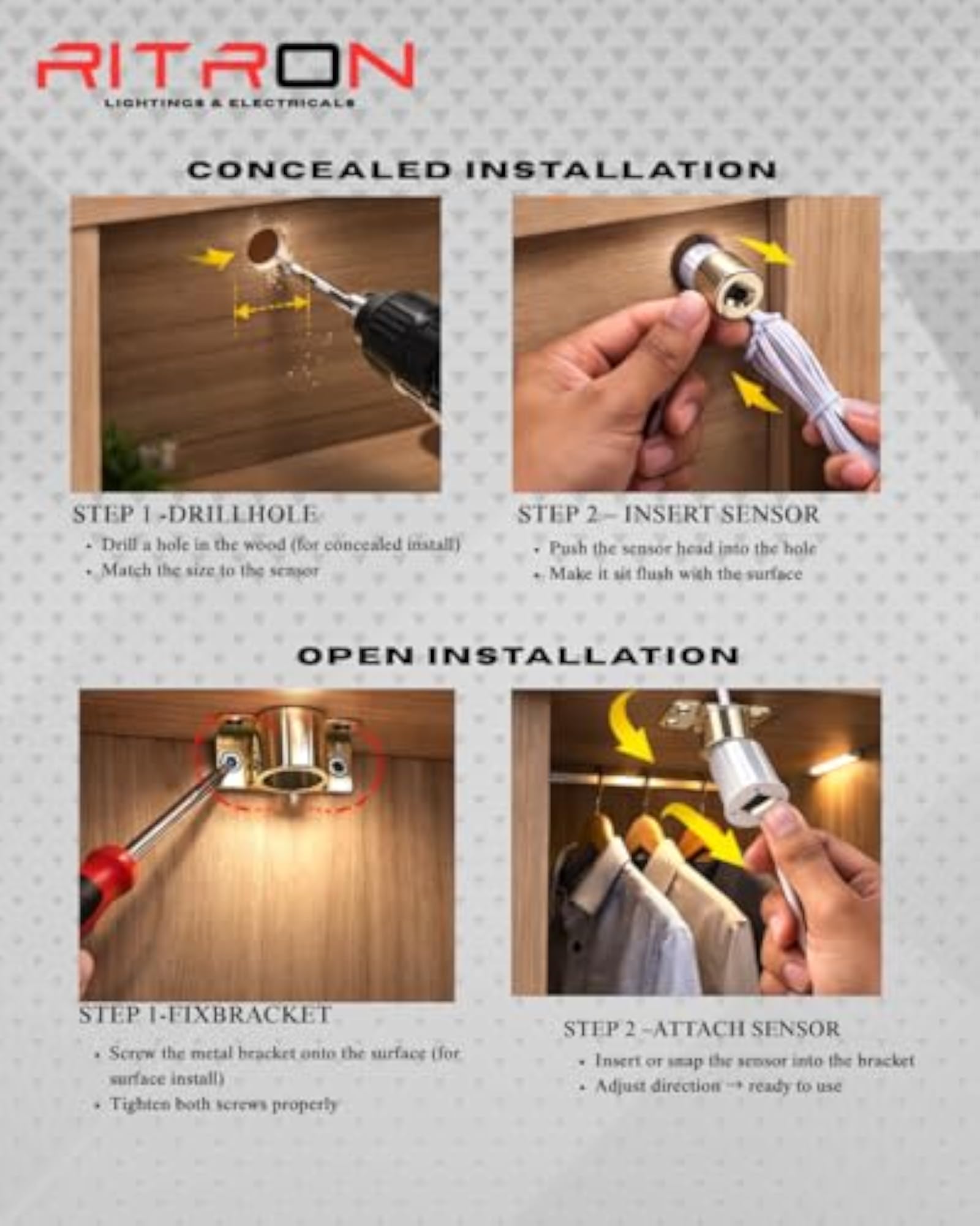Double Door Wardrobe Sensor Motion Detection Light Controller