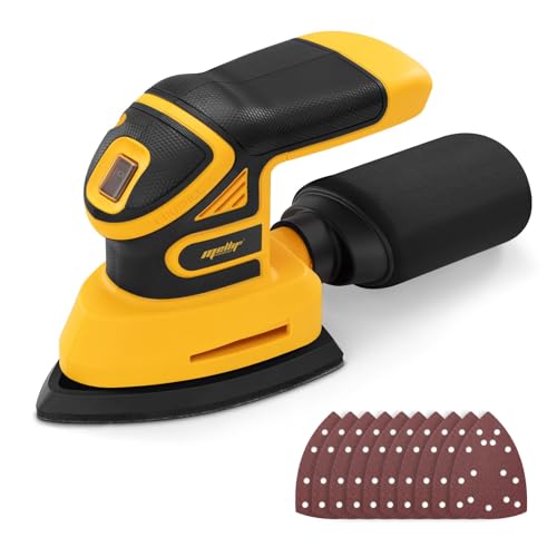 Image of Brushless Cordless Detail Sander Compatible with DeWalt 20V MAX Battery (TOOL ONLY), Lightweight Corner Sander with Dust Box & 10 Sandpapers, 12,000 OPM Compact Power Tool for Wood, Metal & DIY