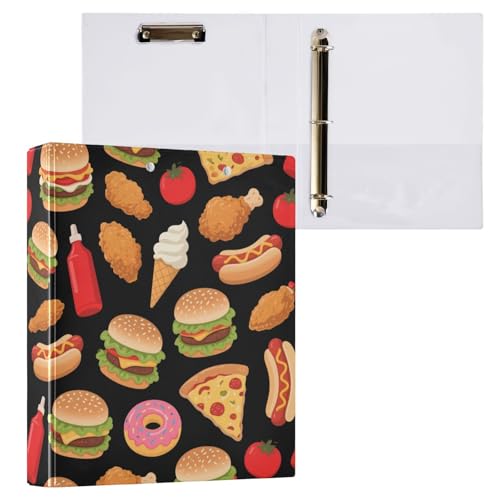 Slewiaeky Lovely Burger Hamburger Food 3 Ring Binders 1.5...