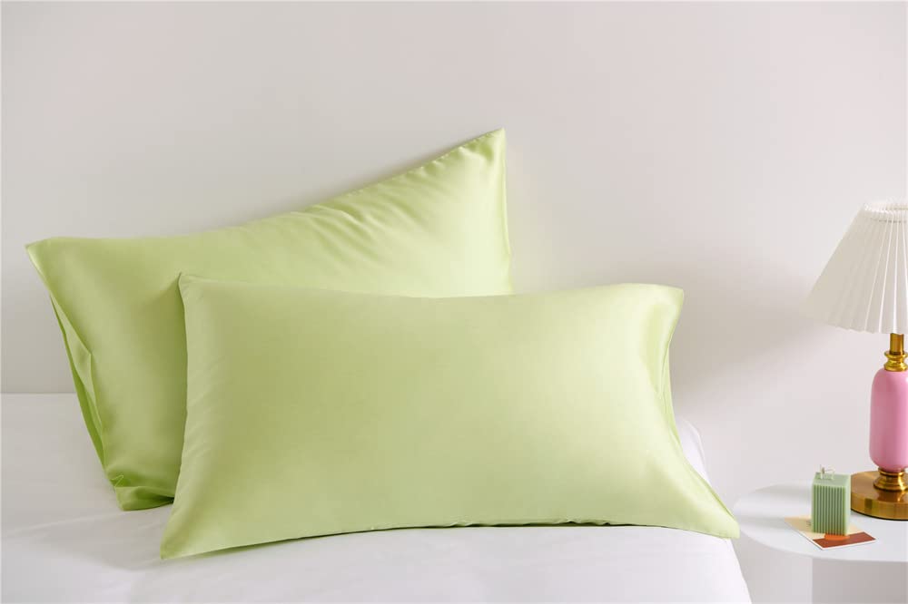 Taies d'oreiller unies vert 48x74 cm pour lit nature cosy