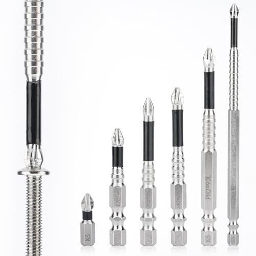 6 Pcs Magnetic Screwdriver Bits, High Magnetic Screwdriver Drill Bit Set, Precision Strong Durability Anti-Slip Magnetic Drill Bits for Impact Driver Drilling Fastening, Electric Screwdrivers Set