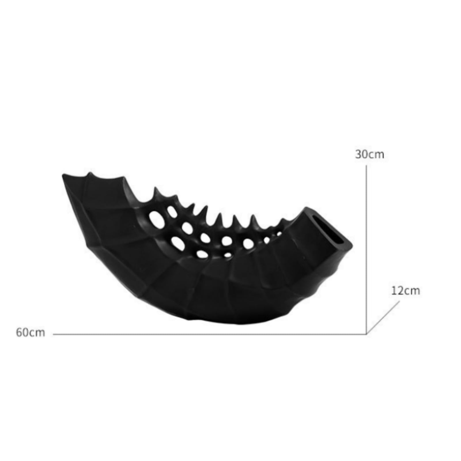 Escultura Geométrica Decorativa Ornamento Estatuilla Figura Resina de Mesa con Cuerpo Alargado y Ovalado Superficie Facetada Que Acentúa la Decoración, Negro, 60 12 30cm