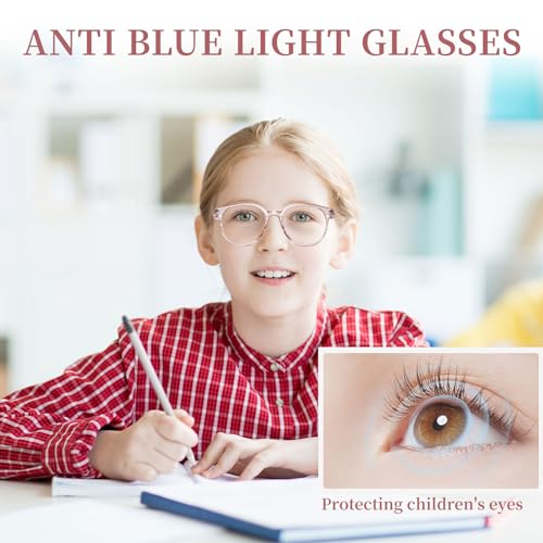 LFCFBH 2PCS Blue Light Glasses, Kids Blue Light Glasses, PC Phone Game Reading for Women Men Kids Teens Eye Protection(Blue, Pink) - Image 3