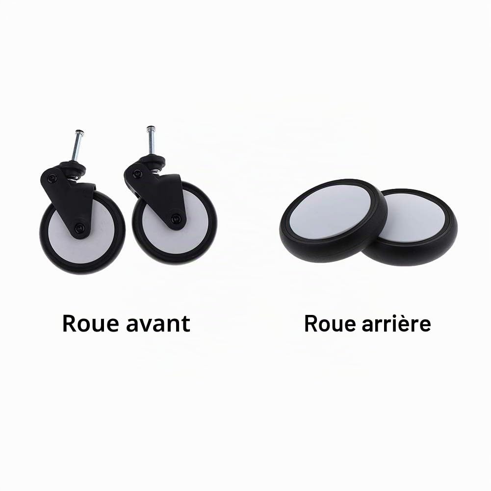 1 paire de roues pour poussette de bébé - Pratiques - Partie en caoutchouc durable - Flexible - Avant et arrière de rechange à 360 degrés - Accessoires arrière pour Yoyo pour Vovo (roue arrière)
