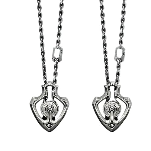 Shuttle Mechanical Rotatable Gear Pendant Necklace, Steampunk Pendant Necklace for Men and Women (2 Pcs Silver)