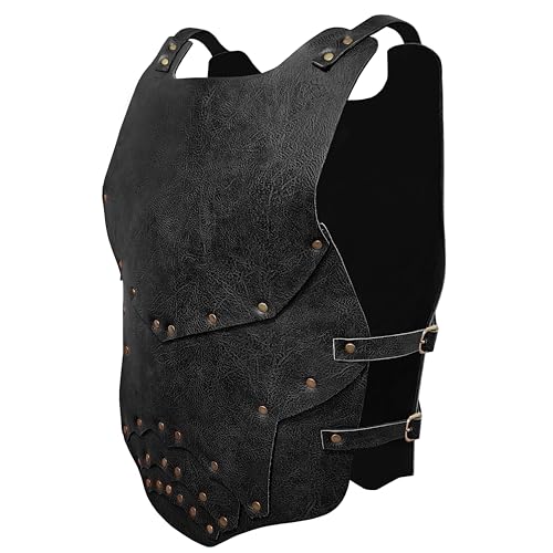 Medieval Chest Armor for Men Knight Breastplate Costume Viking Leather Armour LARP Halloween Cosplay Party (Medieval Armor Black)