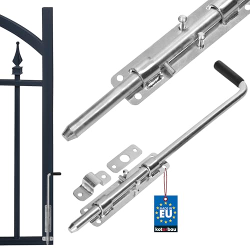 KOTARBAU® Verrou Porte Exterieur - 42 cm - Argent - Verrou Baionnette - en Acier Zingué - Targette - Loquet de Portail - Targette de Portail