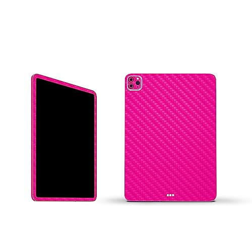 Image of MightySkins Carbon Fiber Skin Compatible with Apple iPad Pro 11 inch M2 4th Gen (2022) Full Wrap Kit - Solid Hot Pink | Protective Durable Textured Carbon Fiber Finish | Easy to Apply | Made in The USA
