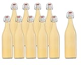 Füllmenge: 1000 ml hocz 10er Set Bügelflaschen Bügelflasche Glasflaschen mit Bügelverschluss 1L 1000 ml Typ A zum Selbstbefüllen
