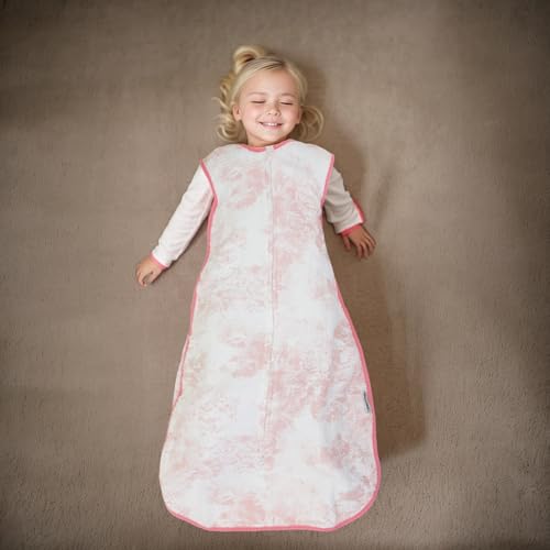 Image of Muslin Cotton Toddler Girl Sleeping Bag 0.5-0.7 TOG (2-3T) - Lightweight & Breathable Wearable Blanket, Sleeveless Sleep Sack with 4-Layer Front & 2-Layer Back, All-Season Use