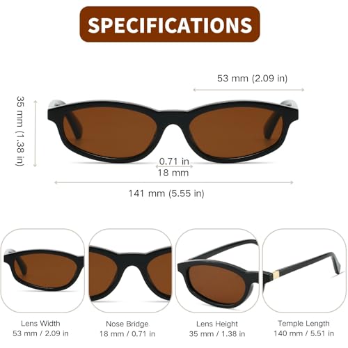 Image of Freckles Mark Polarized 90s Thin Narrow Sunglasses for Women Men Small Sun Glasses Plastic Frame
