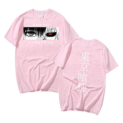 Image of Men's Tokyo Ghoul T-Shirts Anime Printed Harajuku Style Short Sleeve Casual Tee Tops for Men/Women/Teens Pink