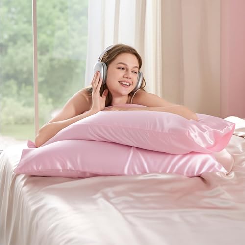 image for Bedsure Satin Pillowcase for Hair and Skin Queen, Similar to Silk Pill