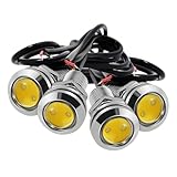 JRQLOV 4Pcs 18mm DC 12V Eagle Eye Cob LED Car Fog DRL Daytime Running Light Backup Reverse Tail Rock Lights Headlights Small bulb use for car and motorcycle (Warm White)