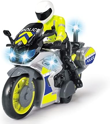 Dickie Toys Motocykl policyjny  zabawka motocyklowa z figurką policjanta, dla dzieci od 3 lat, z niebieskim światłem i syreną, wolnobieg, długość 17 cm