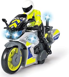 Dickie Toys Motocykl policyjny  zabawka motocyklowa z figurką policjanta, dla dzieci od 3 lat, z niebieskim światłem i syreną, wolnobieg, długość 17 cm