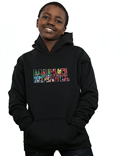 Marvel Comics Boys Logo Character Infill Hoodie Black 12-13 years