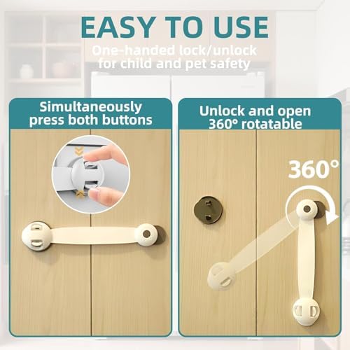 Safety Cabinet Locks,Safety Cupboard Latches for Dishwasher, Fridge, Door, Trash Can, Oven, Toilet Seat, no Tools Need or Drill (6 PCS) - 3