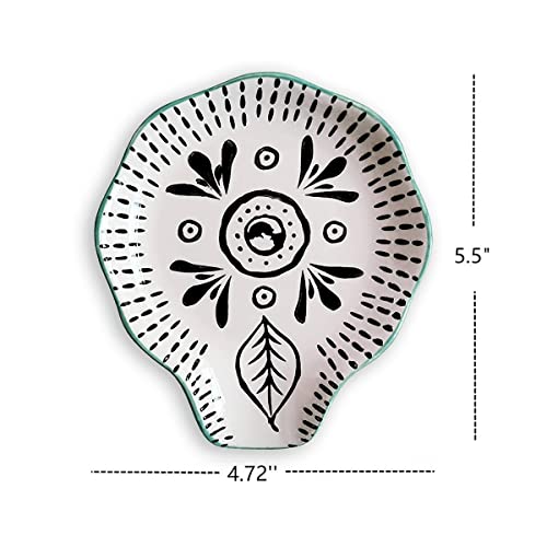 Heart & Home Ceramic Spoon Rest For Kitchen, Hand Stamped Spoon Holder For Stove Top, Kitchen Utensil Spoon Rest, 5.5‘’L #TOP4