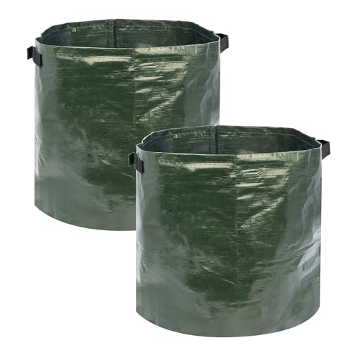 2 Large Potato Planter Grow Bags - 42 Litre Capacity, Heavy Duty, Water Resistant, Vegetable Planter Ideal for Potatoes, Mushrooms, Fruits, Root Veg, with Drainage Holes and Carry Handles, Green