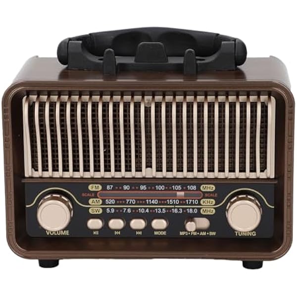 Radio Portable AM FM SW, Vintage Retro Bluetooth5.4 z regulowaną anteną, baterią 1200 MAh, Typu C, Uchwyt Telefonu, Karta Pomocy Technicznej, Aux, Odtwarzanie USB