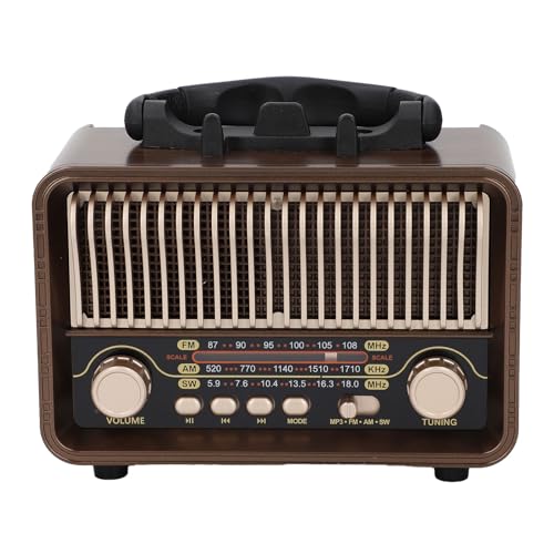 Radio Portable Am ​​FM SW, Altavoz Vintage Retro Bluetooth5.4 con Antena Ajustable, Batería de 1200 MAh, Tipo C Recargable, Soporte de Teléfono, Tarjeta TF de Soporte, AUX,