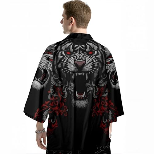 Image of Women's and Men Japanese Kimono Long Sleeves Loose Blouse Cover up Casual Cute Tops