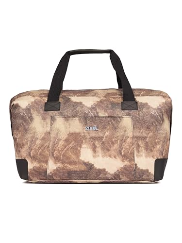 Image of ZOUK Collapsible Duffle Bag for Men and Women | Lightweight Foldable Travel Duffel Bag | Vegan Leather & Handcrafted Fabric | Water-Resistant Lining | 33L Weekend & Short Trip Bag | Gir Glades