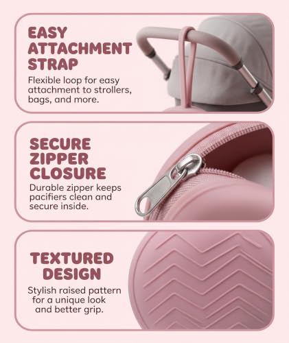 Image of Pacifier Holder Chain for, Pacifier Chain, Pink Pacifier Holder, Portable Pacifier Case for Organization, Keep Spare Soothers Clean on the Go