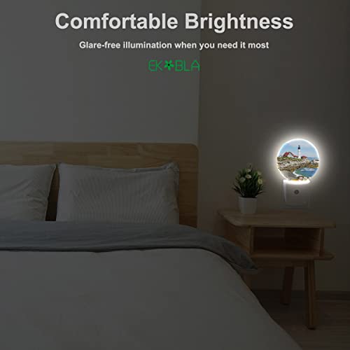 Image of EKOBLA Lighthouse Night Light, Coastal Seaside Lighthouse Night Lights Plug Into Wall for Bedroom, Living Room and Bathroom