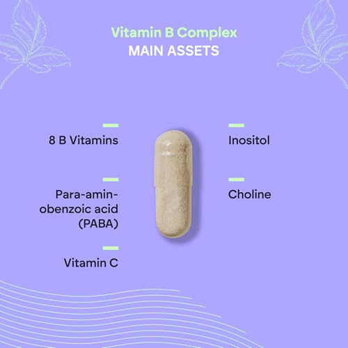 Vitamin B Complex + Vitamin C - High Dosage - 8 Vitamins B C Inositol Choline PABA - Complete Vitamin B Complex B1 B2 B3 B5 B6 Biotin (B7) Folic Acid (B9) B12-90 Capsules Nutralie - Image 3